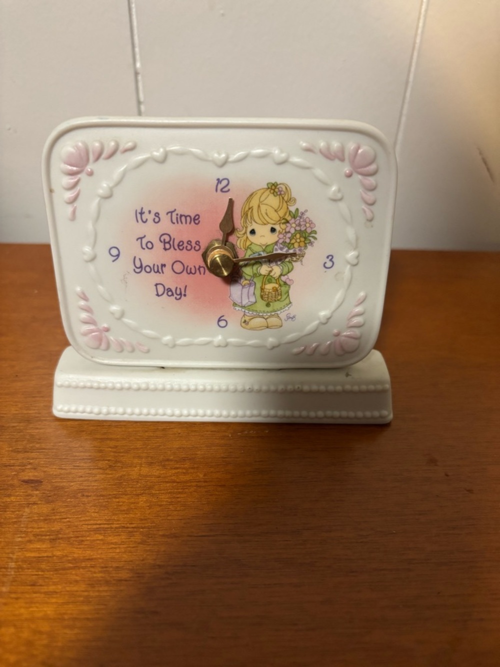 Precious Moments WORKING Porcelain Desk Clock 102926